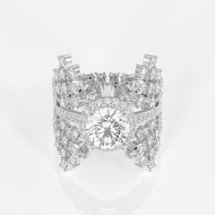 Round Cut Lab Grown Diamond Cocktail 14K Gold Ring