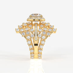 Round Cut Lab Grown Diamond Cocktail 14K Gold Ring