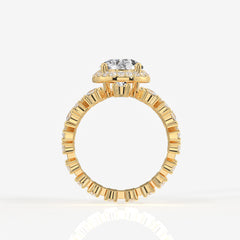 Portuguese Cut Moissanite Diamond Cocktail Sterling Silver Ring