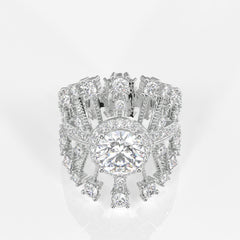 Round Cut Lab Grown Diamond Cocktail 14K Gold Ring