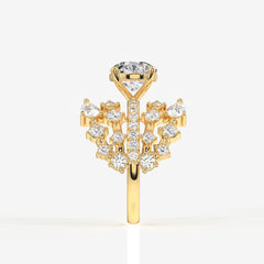 Portuguese and Marquise Cut Moissanite Diamond Cocktail Sterling Silver Ring