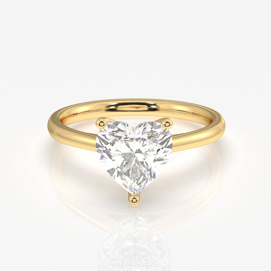 Heart Cut Lab Grown Diamond Classic Solitaire Engagement 14k Gold Ring