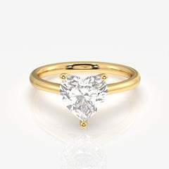 Heart Cut Lab Grown Diamond Classic Solitaire Engagement 14k Gold Ring