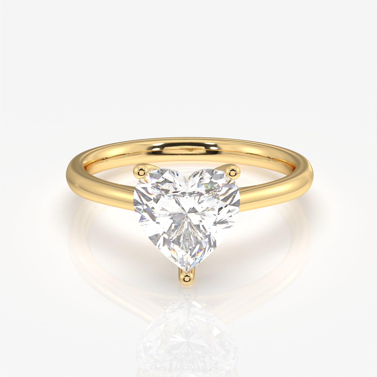 Heart Cut Lab Grown Diamond Petite Solitaire Engagement 14k Gold Ring