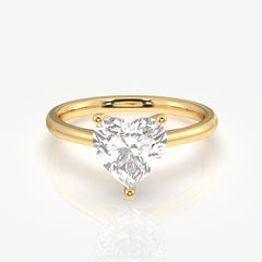 Heart Cut Lab Grown Diamond Petite Solitaire Engagement 14k Gold Ring