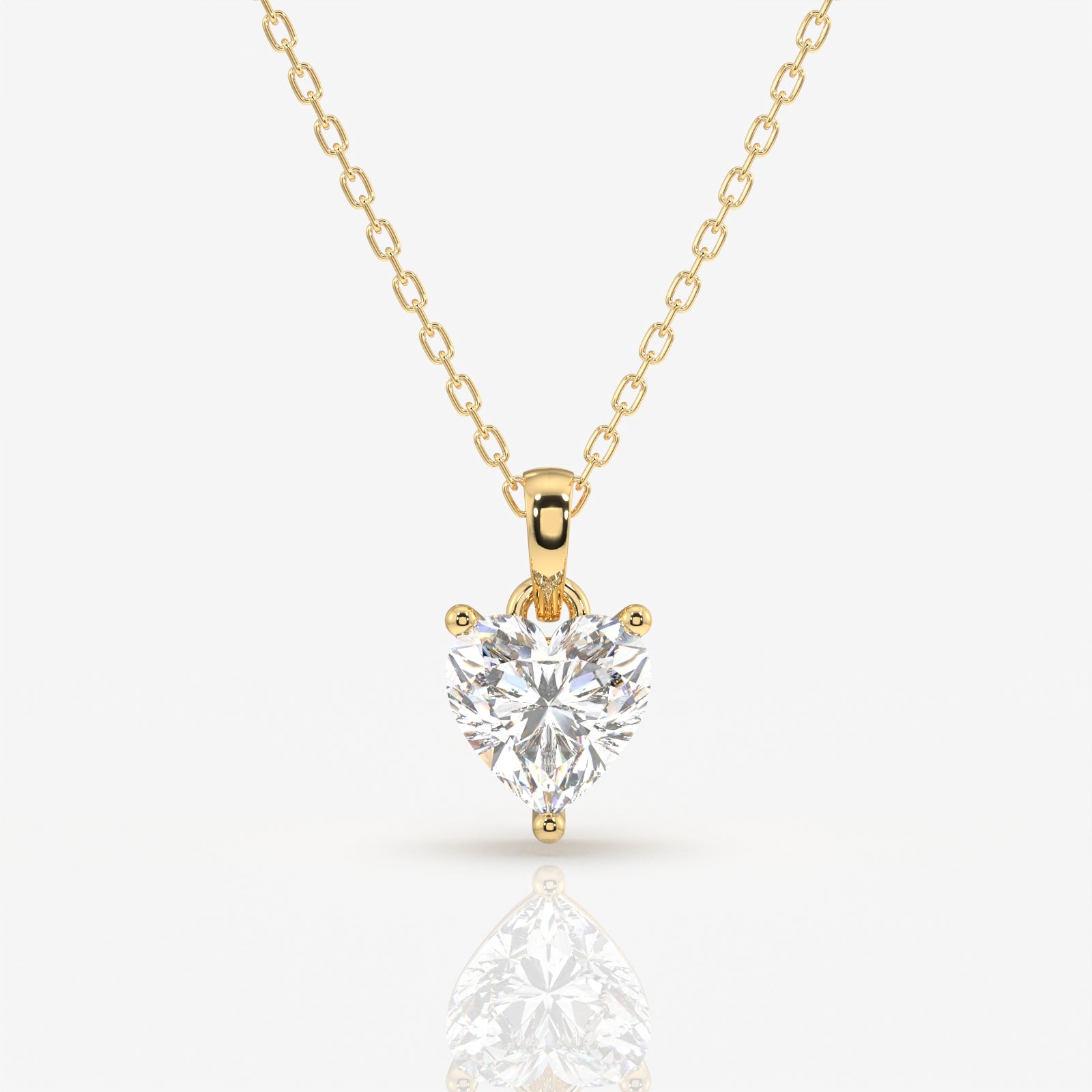Heart Cut Lab Grown Diamond Solitaire 14k Gold Pendant