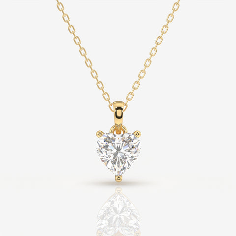 Heart Cut Lab Grown Diamond Solitaire 14k Gold Pendant