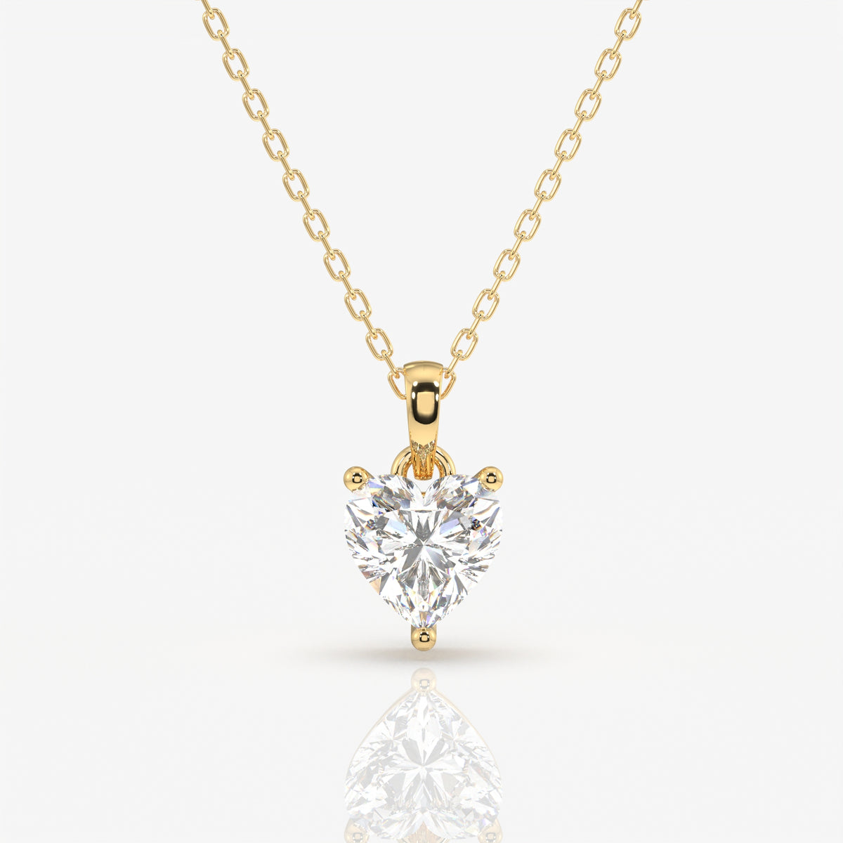 Heart Cut Lab Grown Diamond Solitaire 14k Gold Pendant