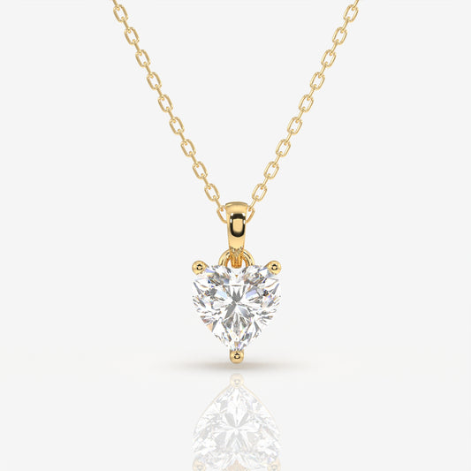 Heart Cut Lab Grown Diamond Solitaire 14k Gold Pendant