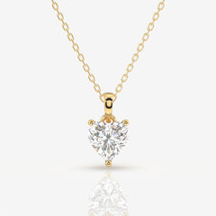 Heart Cut Lab Grown Diamond Solitaire 14k Gold Pendant