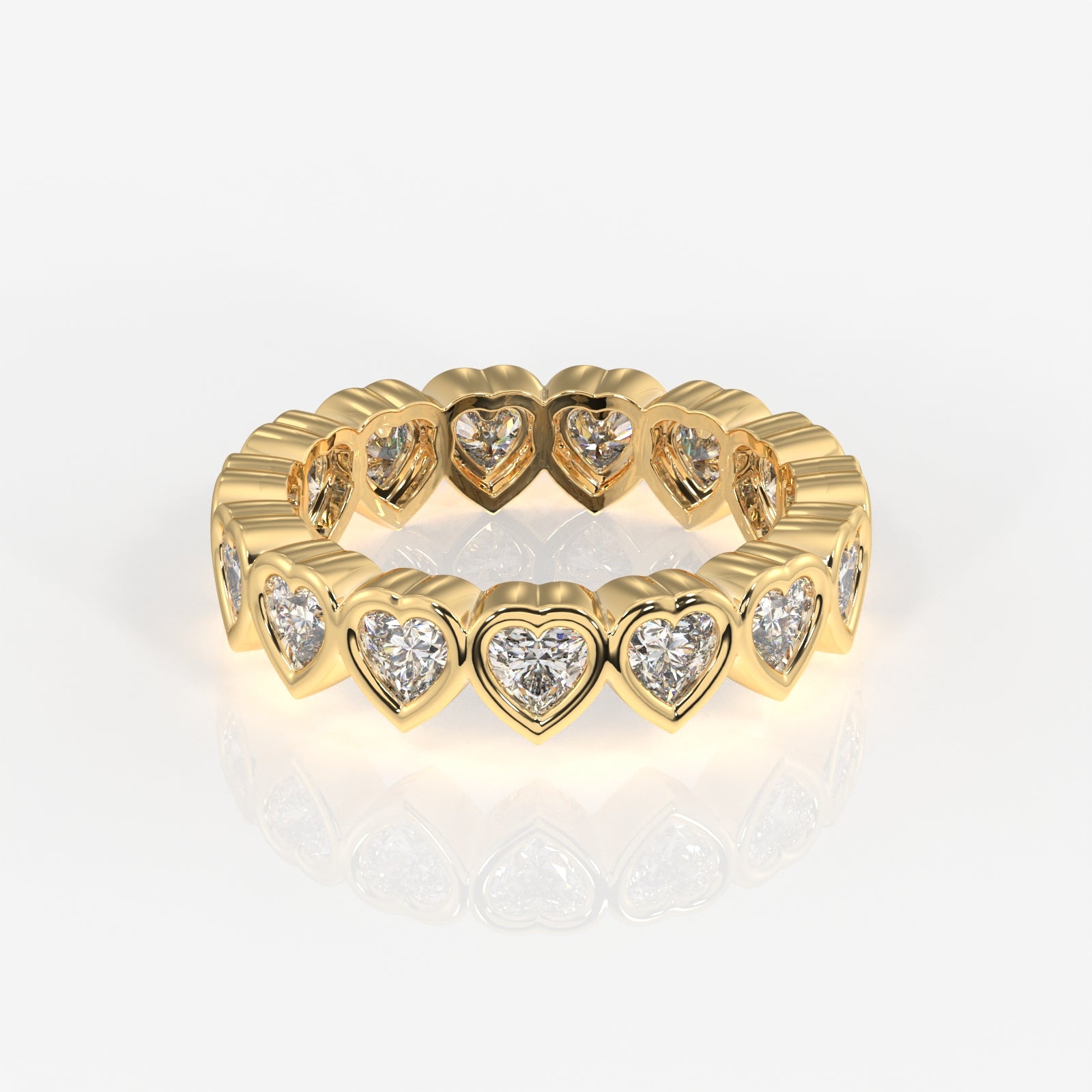 Heart Cut Moissanite Diamond Eternity Band 18K Gold Ring
