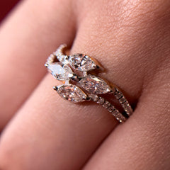 Marquise Cut Moissanite Diamond Sterling Silver Engagement Ring