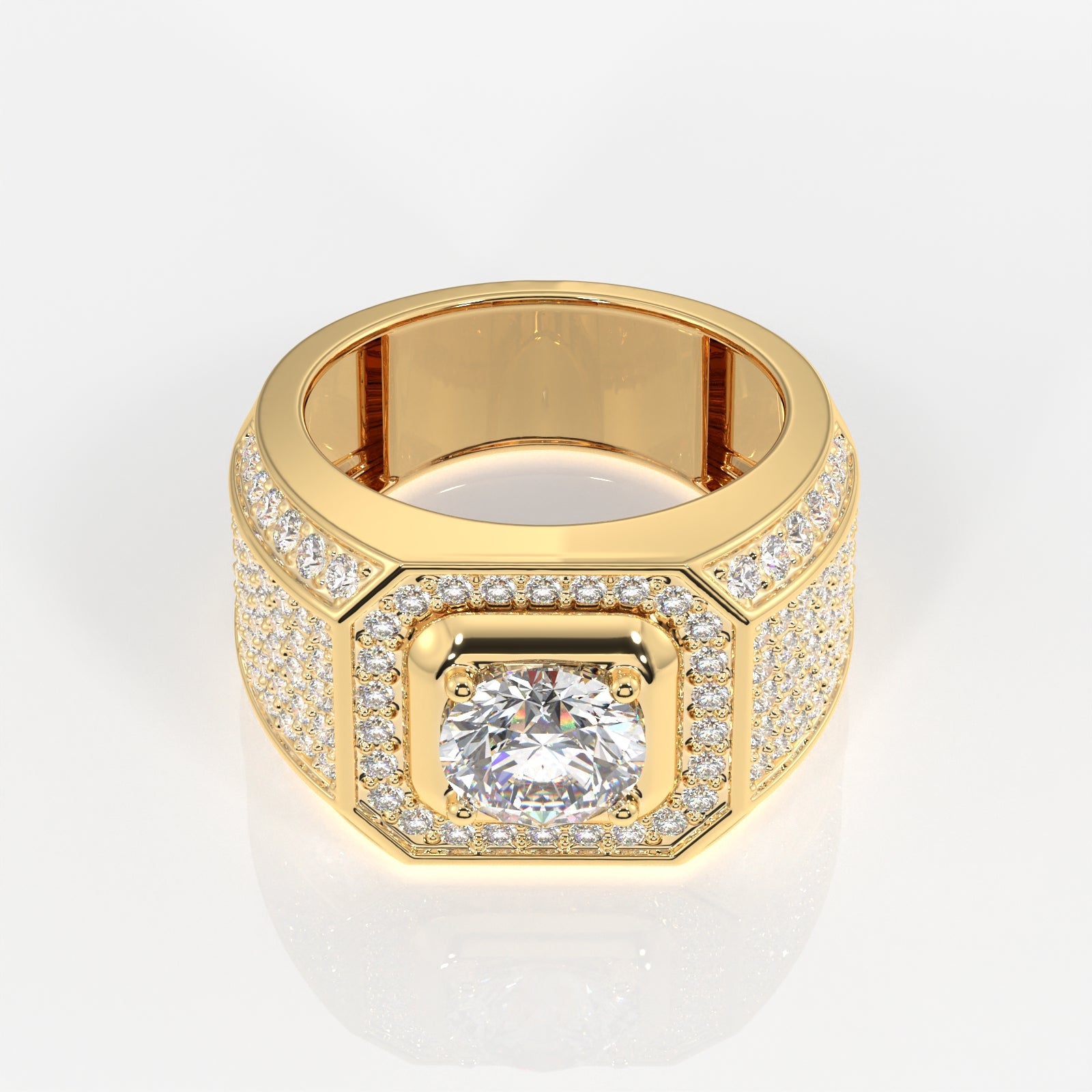Lab Grown Diamond, Full Star Men's 14k Gold Ring