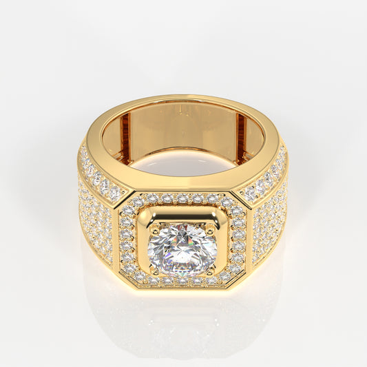 Lab Grown Diamond, Full Star Men's 14k Gold Ring