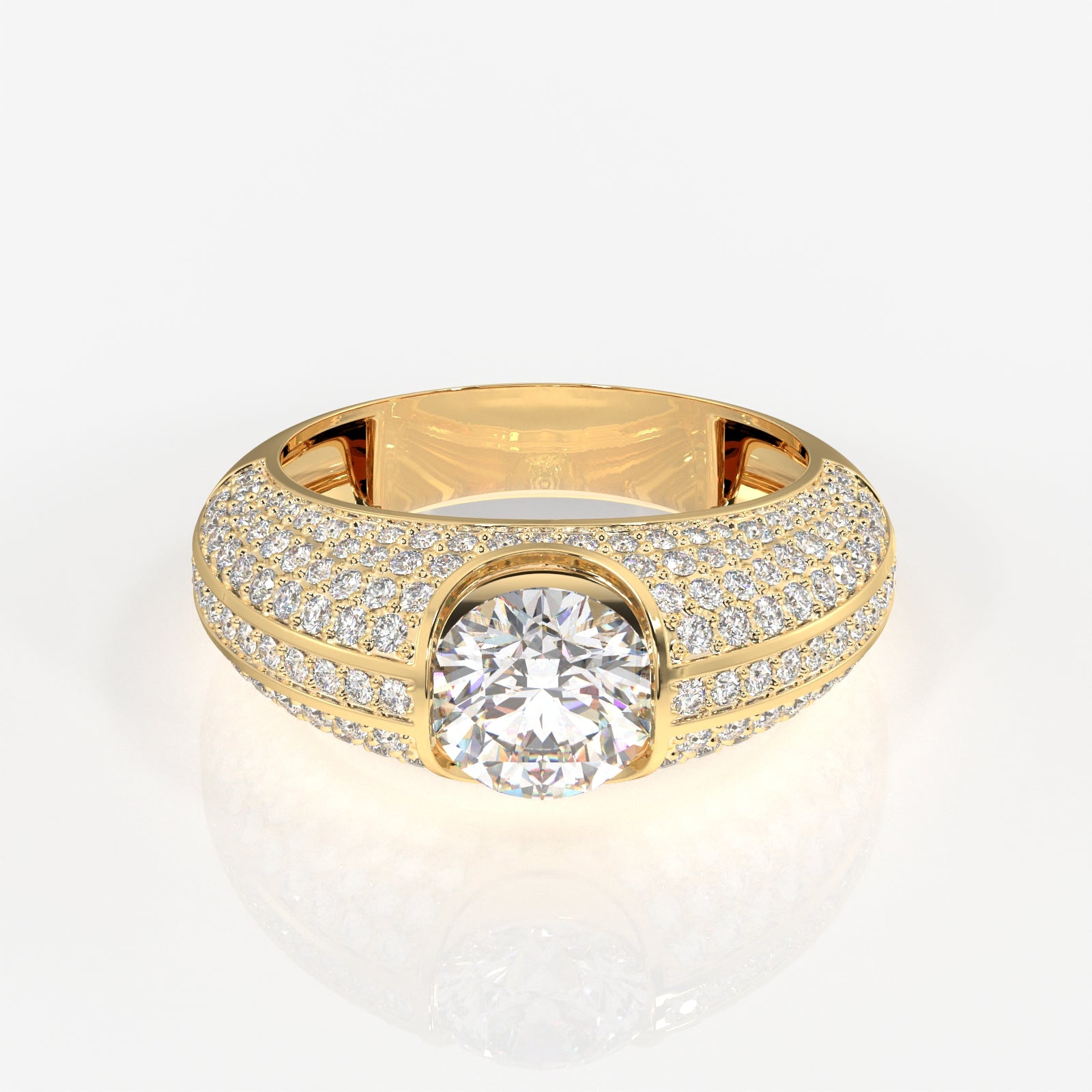 Lab Grown Diamond, Luxe Accents Men's 14k Gold Ring