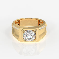 Lab Grown Diamond, Men' s Unique Engagement 14k Gold Ring