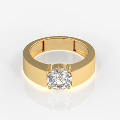 Lab Grown Diamond, Simple Classic Men's 14k Gold Ring