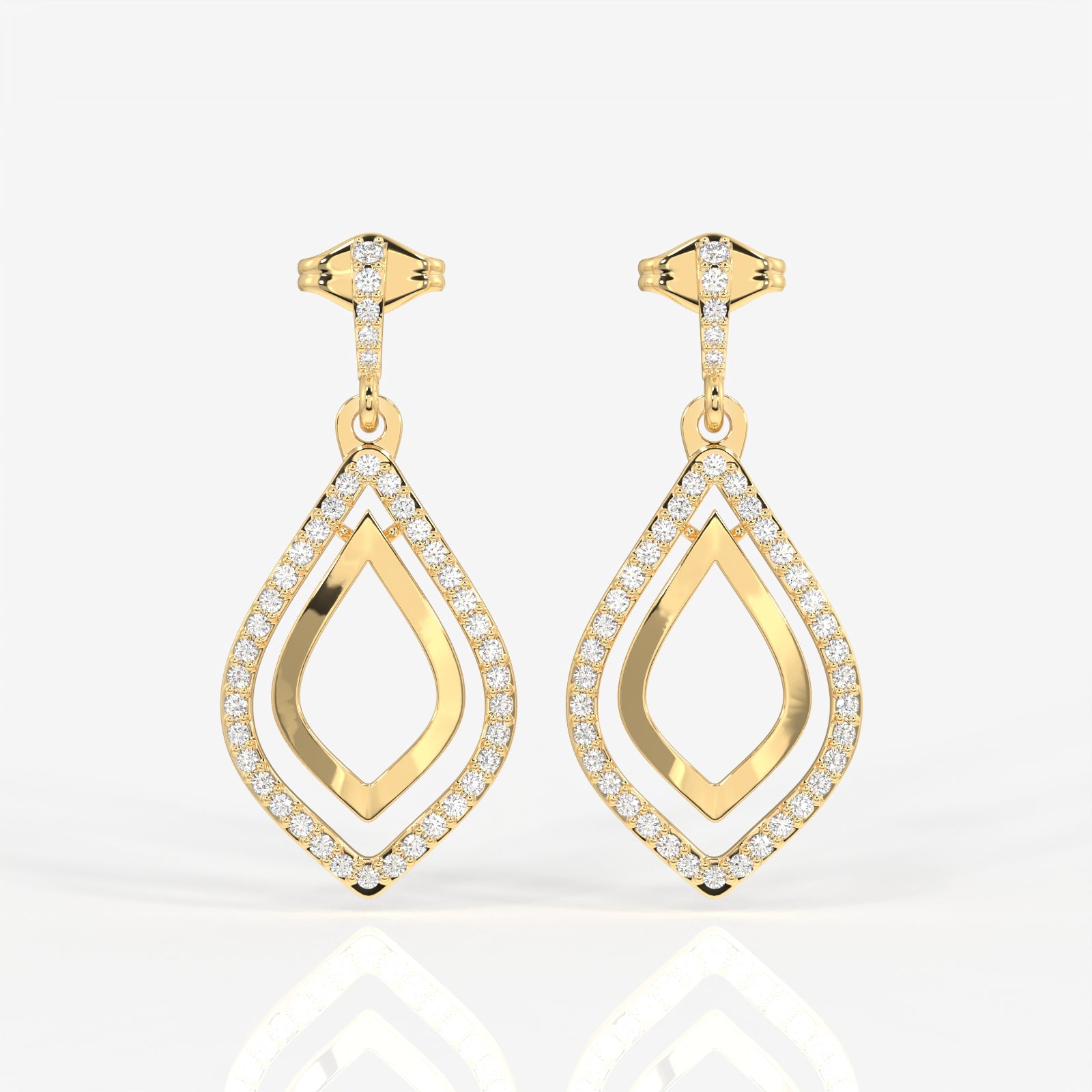 Luxe Petal Lab Grown Danglers 14k Gold Earrings