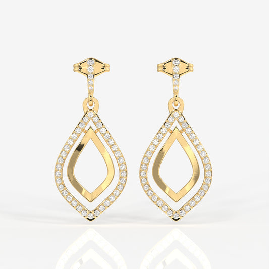 Luxe Petal Lab Grown Danglers 14k Gold Earrings