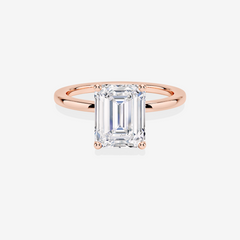 Luxurious Emerald Cut Lab Grown Diamond Classic Solitaire Engagement 14k Gold Ring