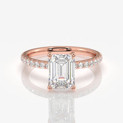 Luxurious Emerald Cut Moissanite Pave 14k Gold Ring