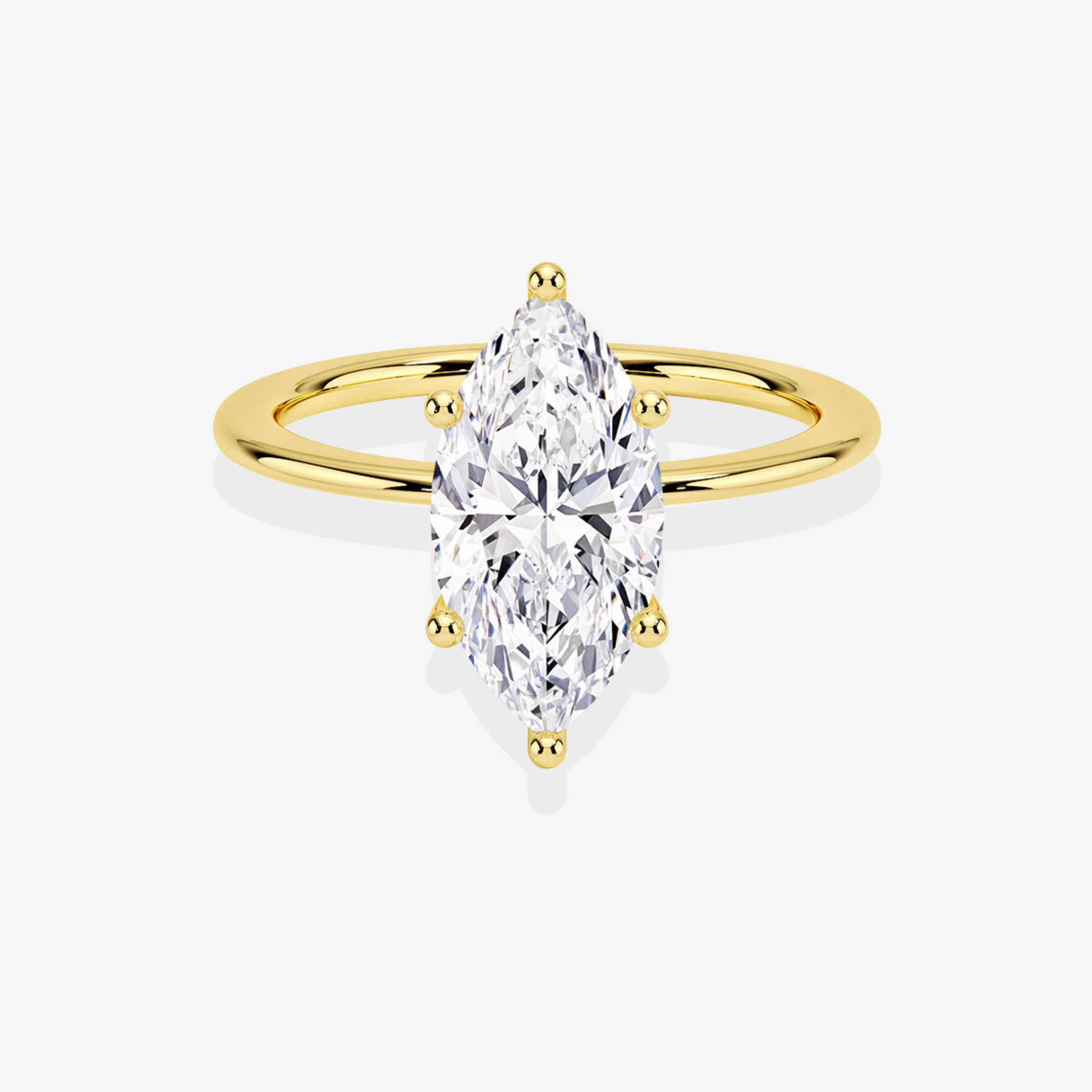 Marquise Cut Lab Grown Diamond Classic Solitaire Engagement 14k Gold Ring