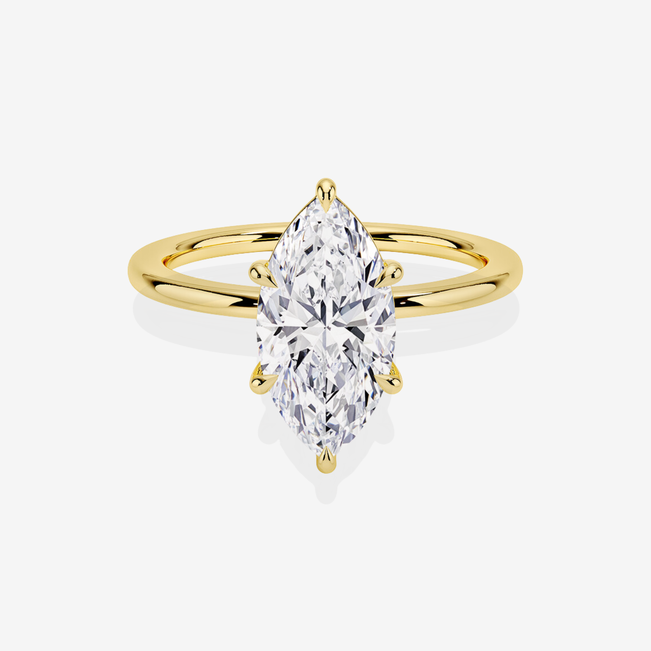 Marquise Cut Lab Grown Diamond Petite Solitaire Engagement 14K Gold Ring