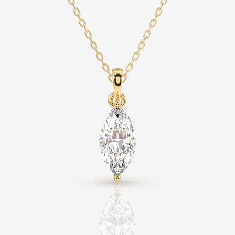Marquise Cut Lab Grown Diamond Solitaire 14k Gold Pendant