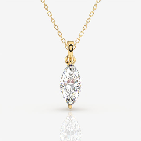 Marquise Cut Lab Grown Diamond Solitaire 14k Gold Pendant