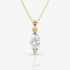 Marquise Cut Lab Grown Diamond Solitaire 14k Gold Pendant