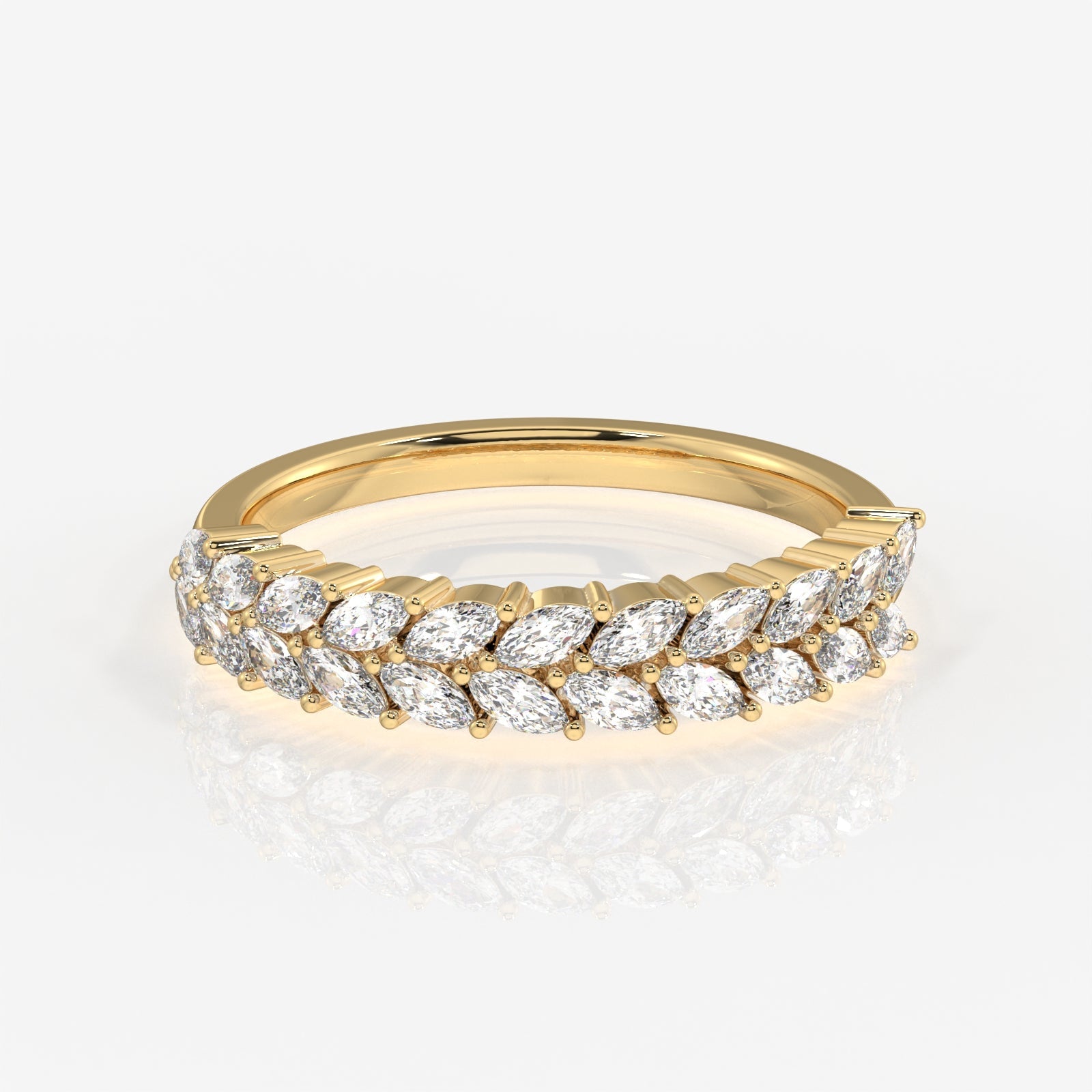 Marquise Cut Lab Grown Diamond Wedding Band 14k Gold Ring