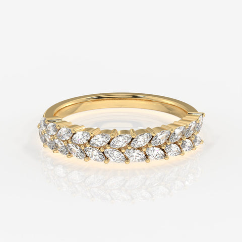 Marquise Cut Lab Grown Diamond Wedding Band 14k Gold Ring