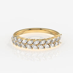 Marquise Cut Lab Grown Diamond Wedding Band 14k Gold Ring