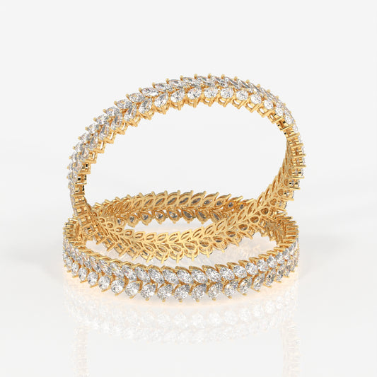 Marquise and Pear Cut Moissanite Diamond Sterling Silver Bangle