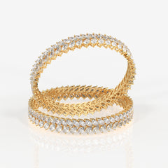 Marquise and Pear Cut Moissanite Diamond Sterling Silver Bangle