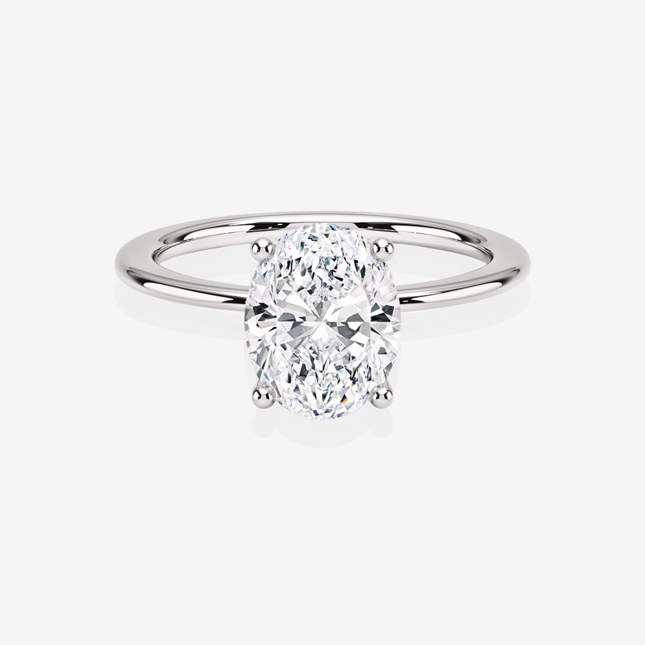 Oval Cut Lab Grown Diamond Classic Solitaire Engagement 18K Gold Ring