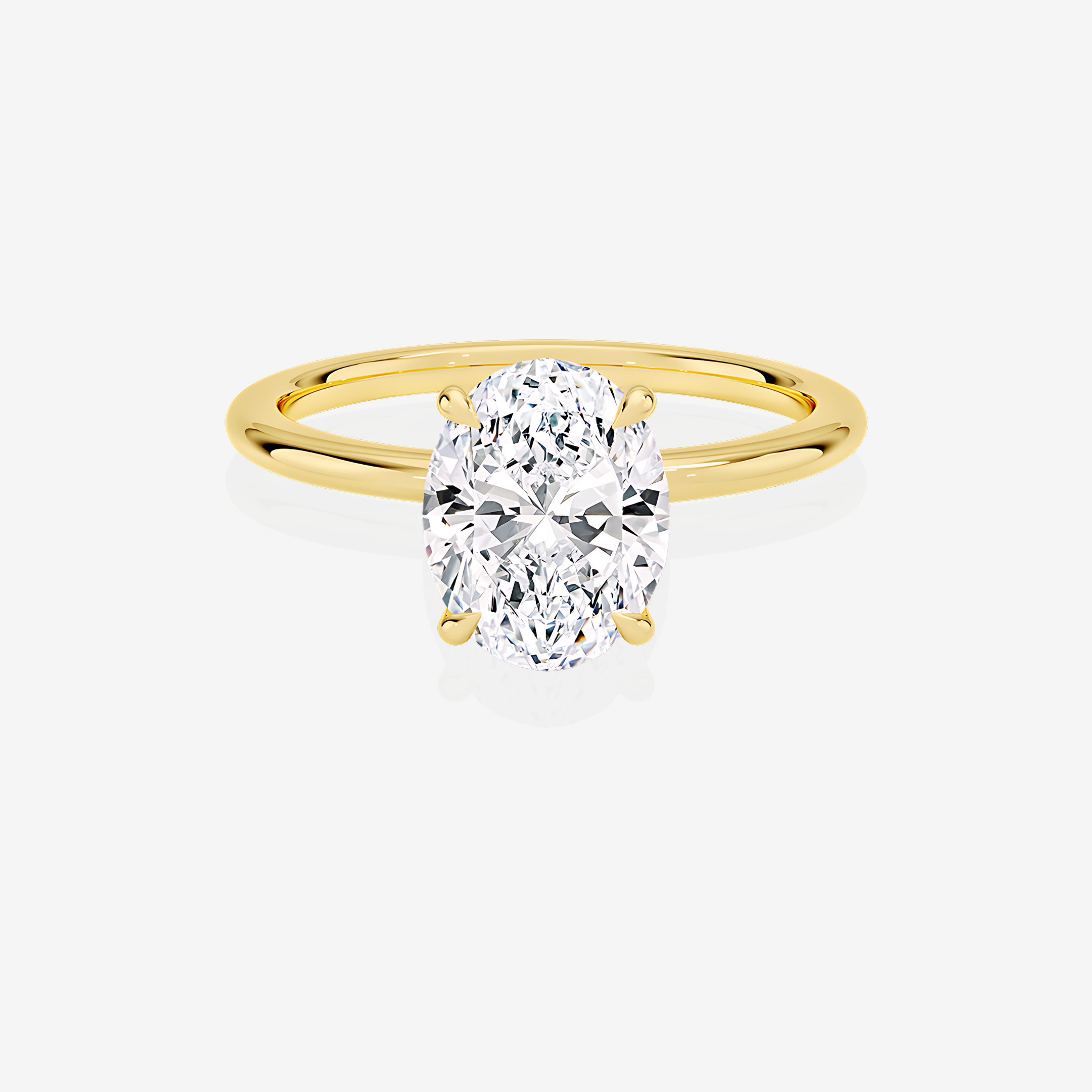 Oval Cut Lab Grown Diamond Petite Solitaire Engagement 14k Gold Ring
