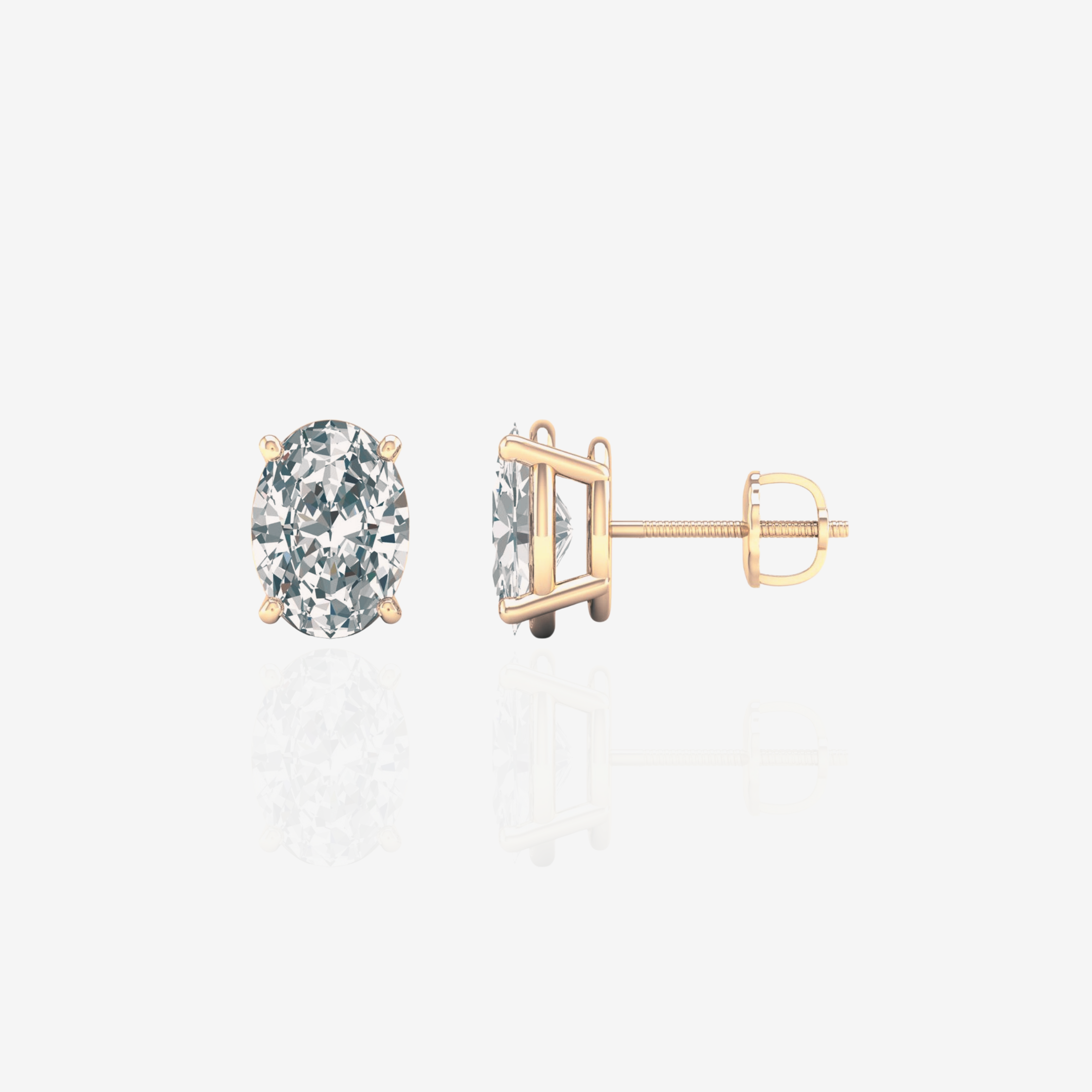Oval Cut Lab Grown Diamond Stud 14k Gold Earrings