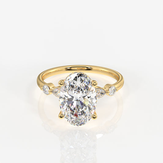 Oval Cut Moissanite Diamond Engagement Sterling Silver Ring