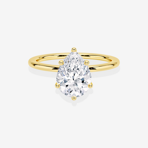 Pear Cut Lab Grown Diamond Classic Solitaire Engagement 14k Gold Ring