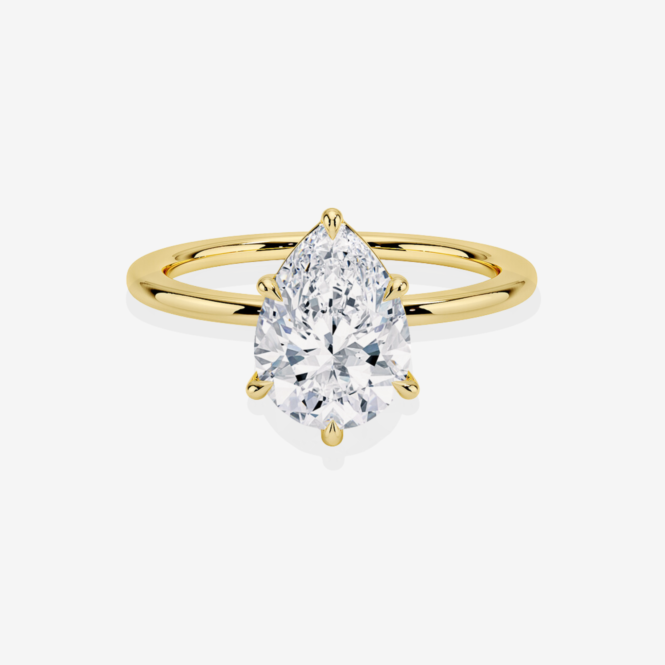 Pear Cut Lab Grown Diamond Petite Solitaire Engagement 14k Gold Ring