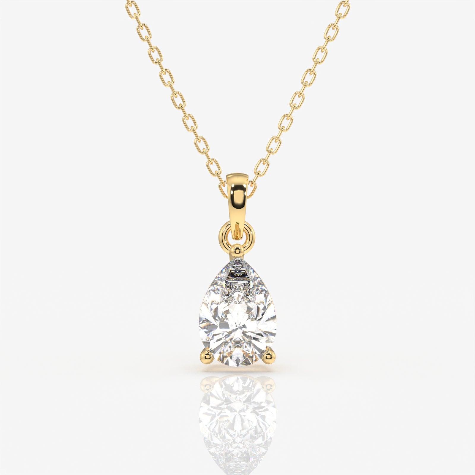 Pear Cut Lab Grown Diamond Solitaire 14k Gold Pendant
