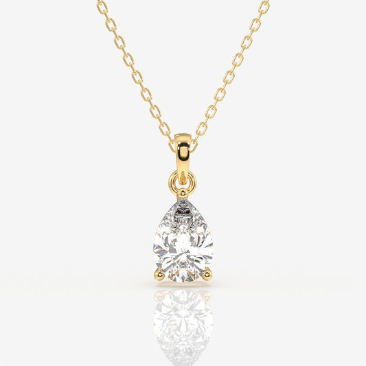 Pear Cut Lab Grown Diamond Solitaire 14k Gold Pendant