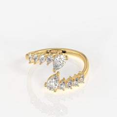 Pear Cut Moissanite Diamond Daily Wear 18K Gold Ring