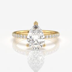Pear Cut Moissanite Diamond Pave Sterling Silver Ring