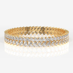 Pear and Marquise Cut Moissanite Diamond 18K Gold Bangle