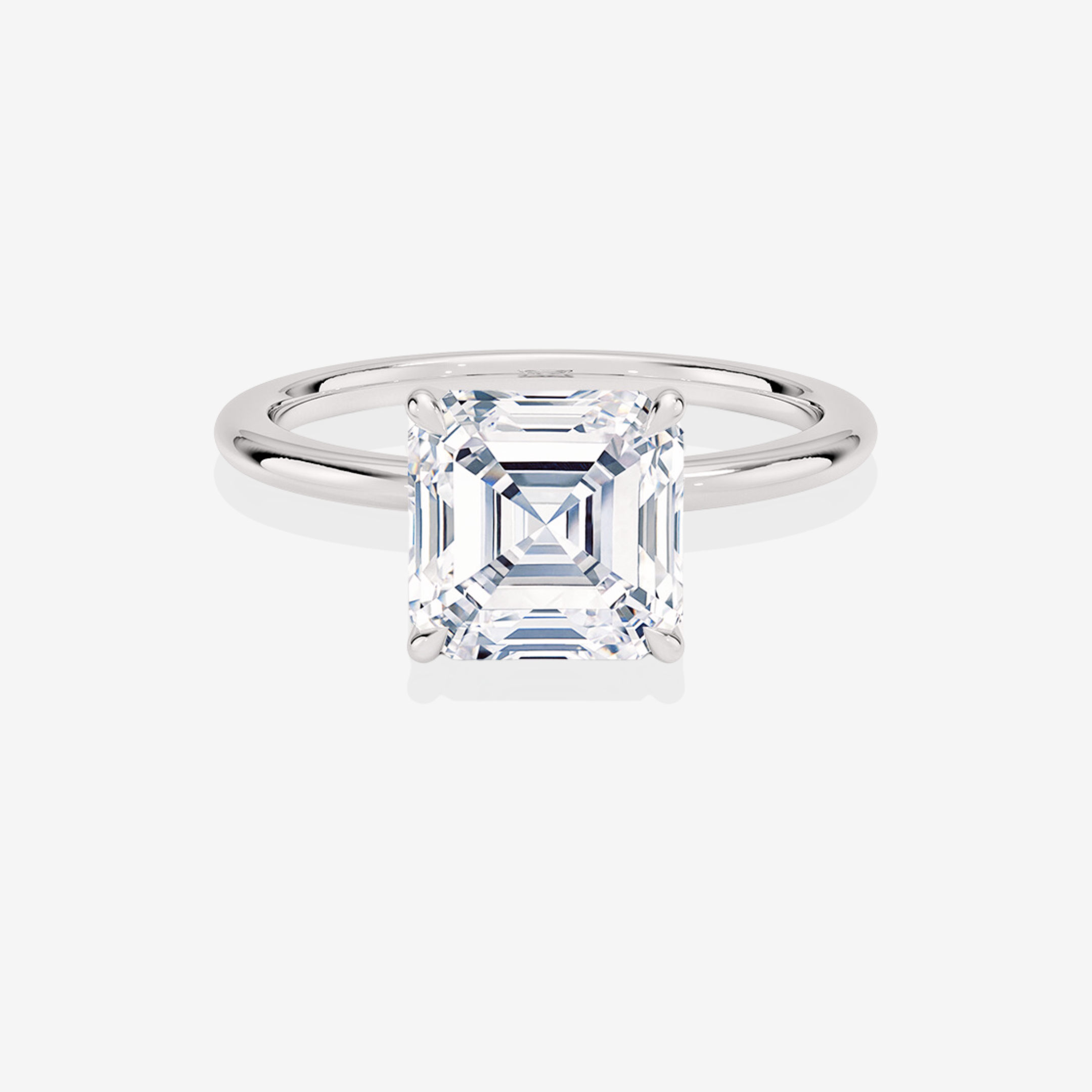 Premium Asscher Cut Moissanite Diamond Petite Solitaire Engagement 14k Gold Ring