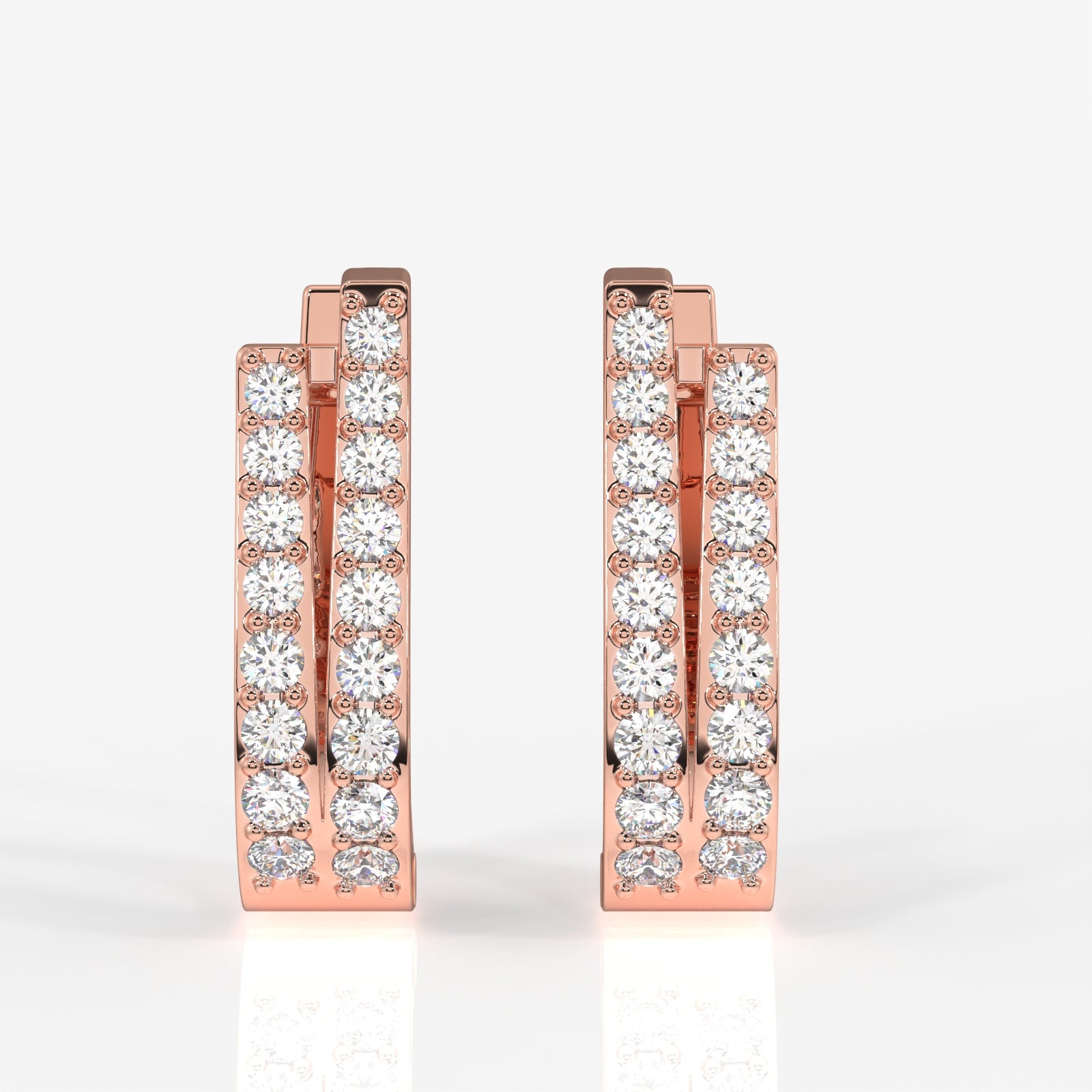 Premium Dual Gleam Lab Grown Hoop 14k Gold Earrings