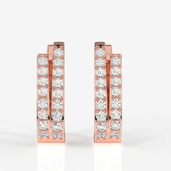 Premium Dual Gleam Lab Grown Hoop 14k Gold Earrings