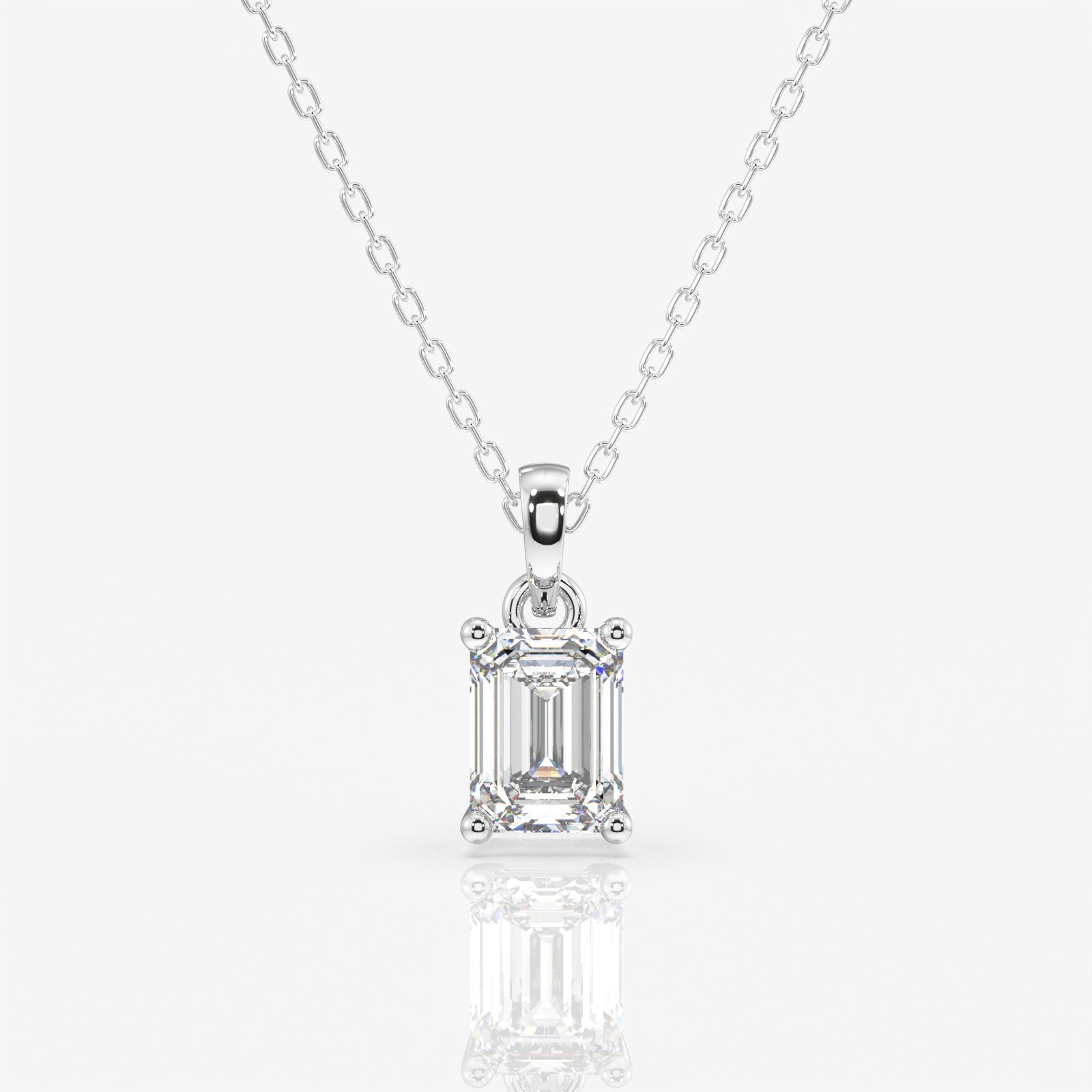 Premium Emerald Cut Moissanite Lab Grown Solitaire 14k Gold Pendant